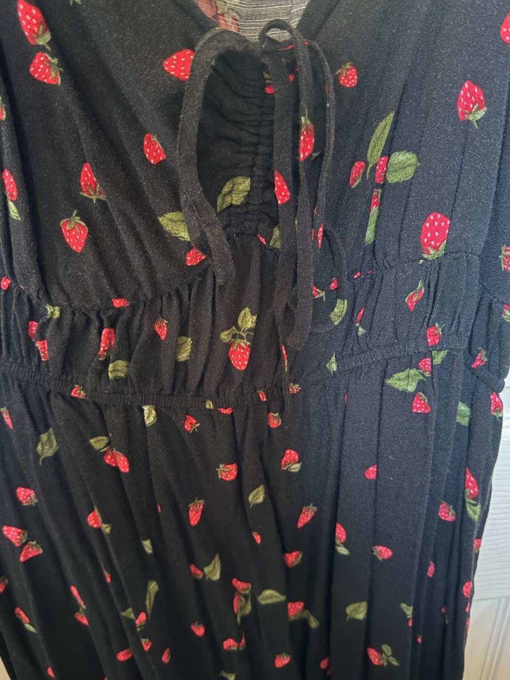 Ava & Viv Black Strawberry-Print Long Dress - Picture 3 of 6